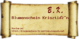 Blumenschein Krisztián névjegykártya